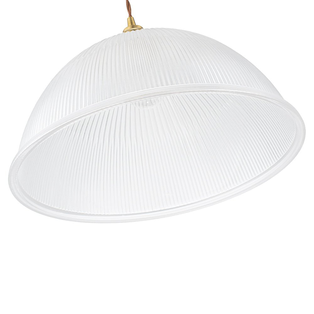 Modern Ribbed Glass Dome - Shaped Single Pendant Light - LightfixturesUAE