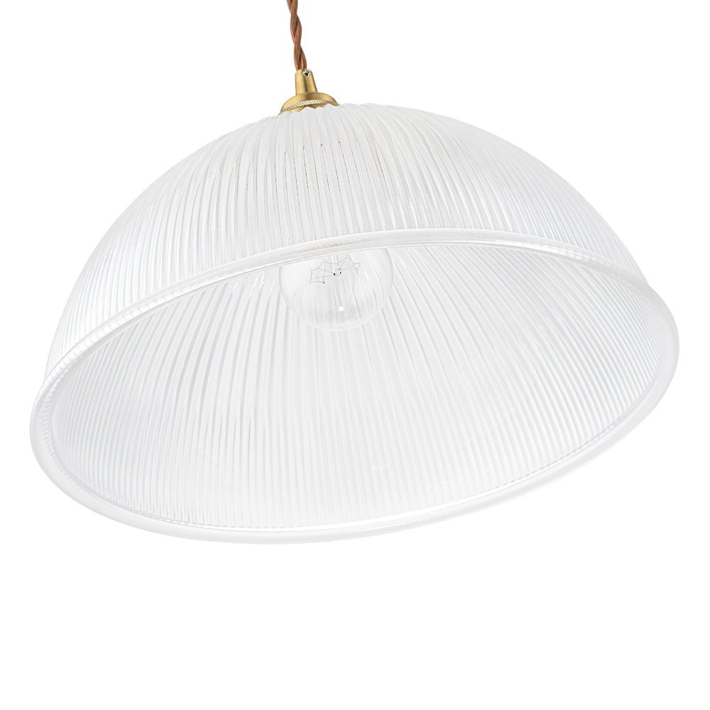 Modern Ribbed Glass Dome - Shaped Single Pendant Light - LightfixturesUAE
