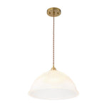 Modern Ribbed Glass Dome - Shaped Single Pendant Light - LightfixturesUAE