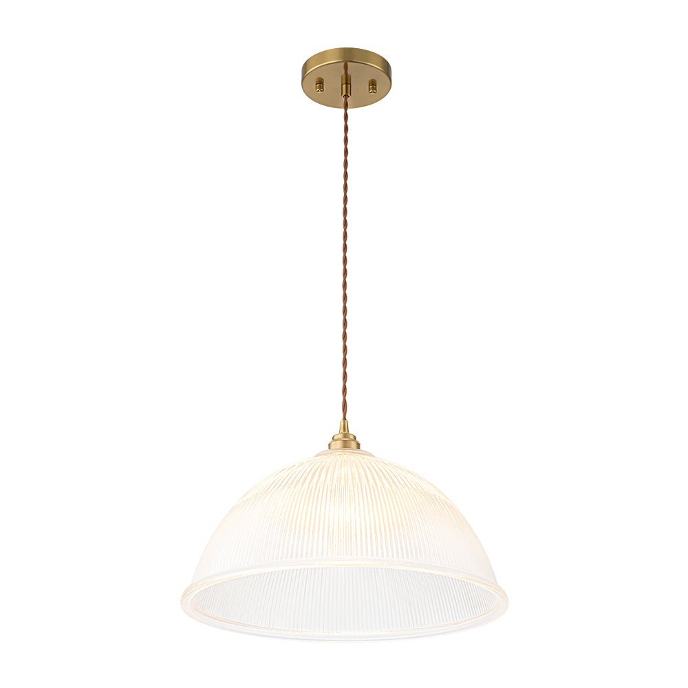 Modern Ribbed Glass Dome - Shaped Single Pendant Light - LightfixturesUAE