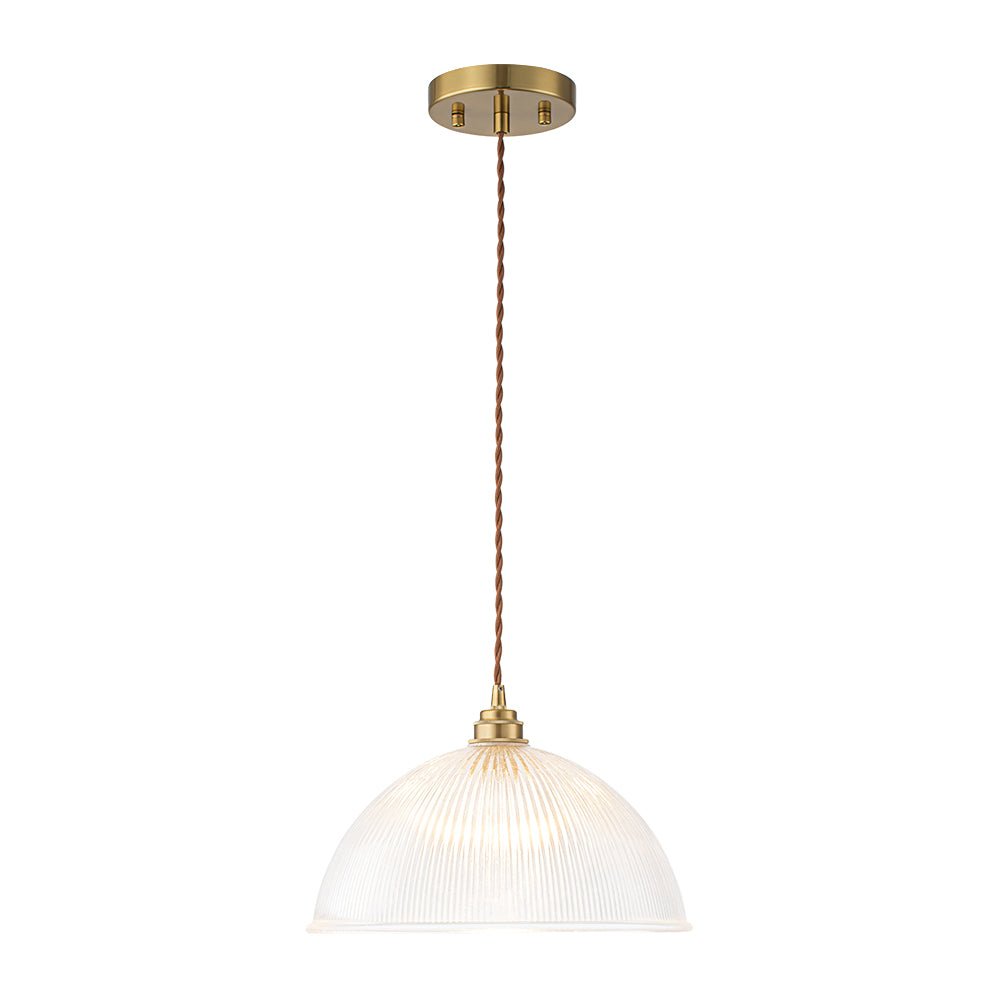 Modern Ribbed Glass Dome - Shaped Single Pendant Light - LightfixturesUAE
