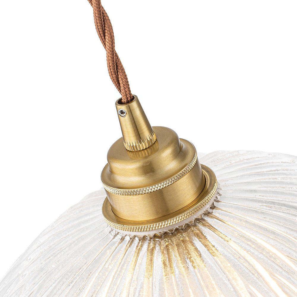 Modern Ribbed Glass Dome - Shaped Single Pendant Light - LightfixturesUAE