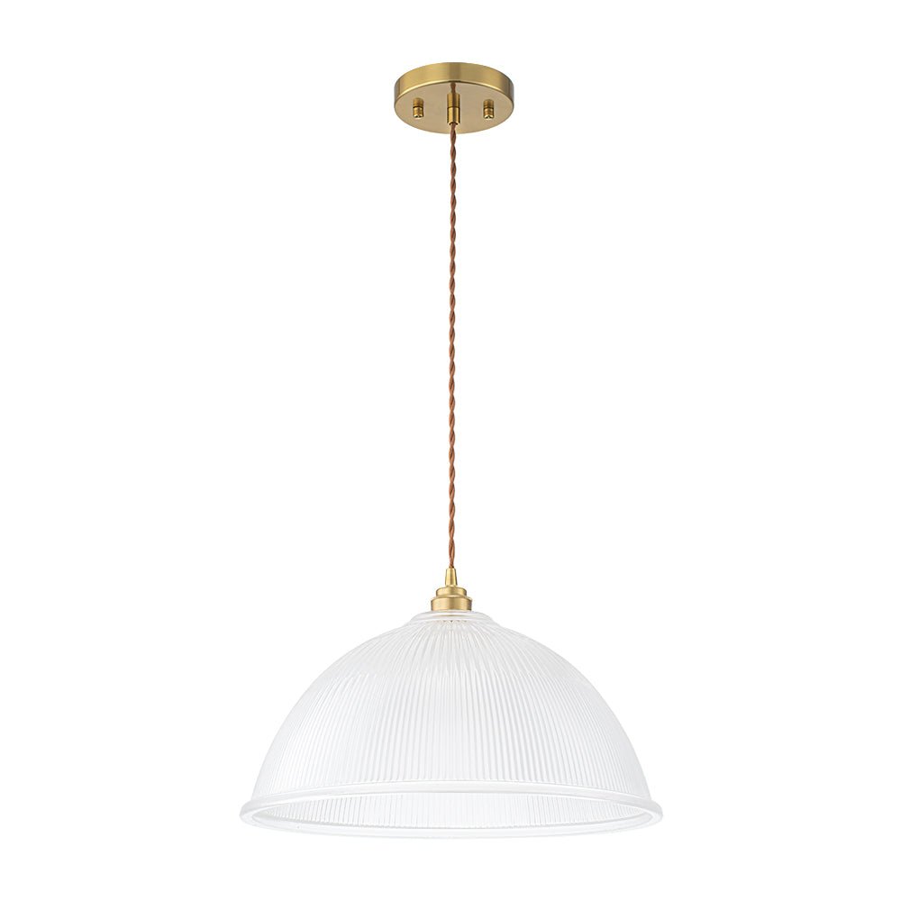 Modern Ribbed Glass Dome - Shaped Single Pendant Light - LightfixturesUAE
