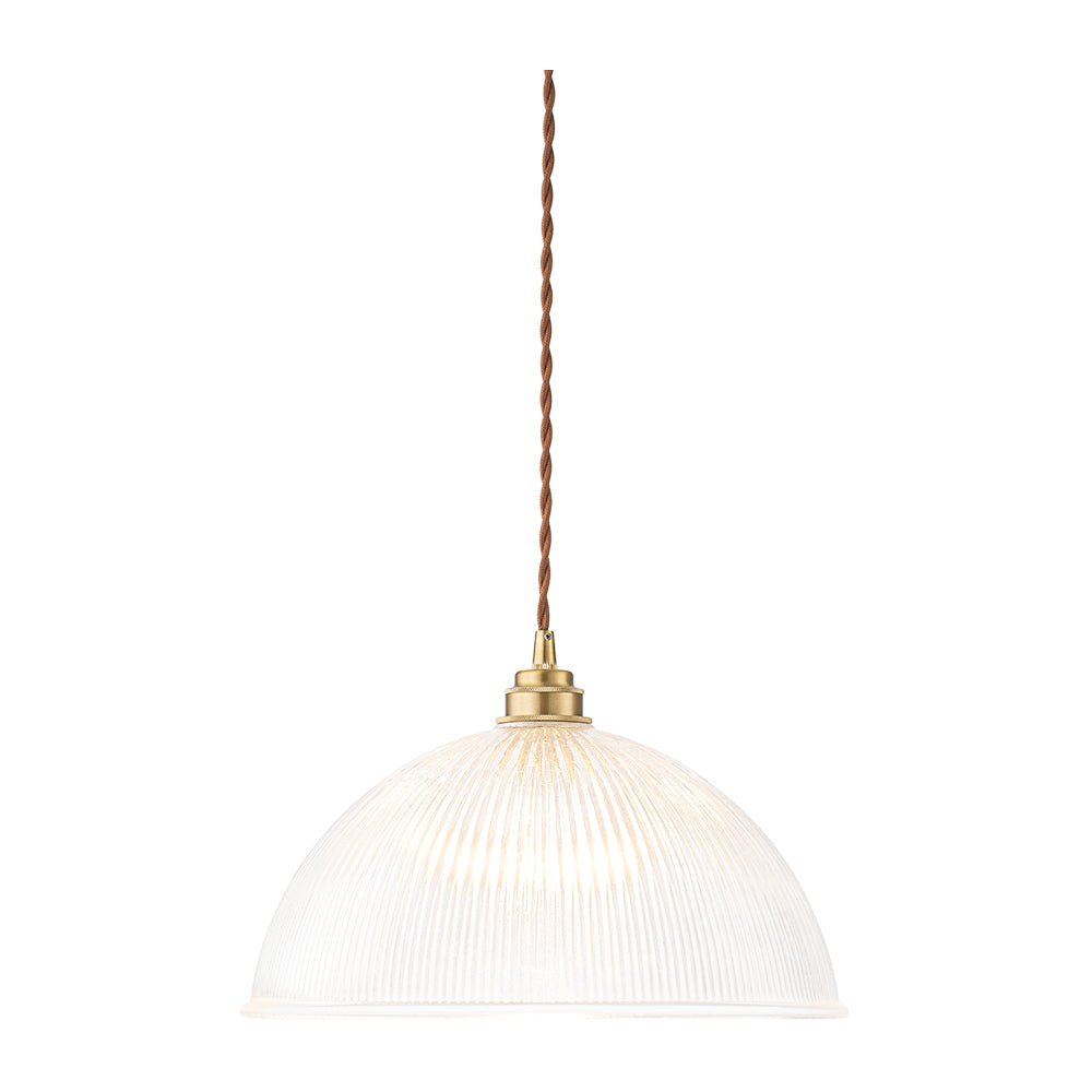 Modern Ribbed Glass Dome - Shaped Single Pendant Light - LightfixturesUAE