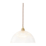 Modern Ribbed Glass Dome - Shaped Single Pendant Light - LightfixturesUAE