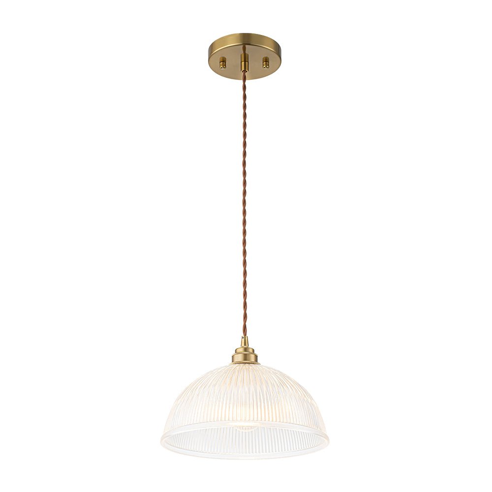 Modern Ribbed Glass Dome - Shaped Single Pendant Light - LightfixturesUAE
