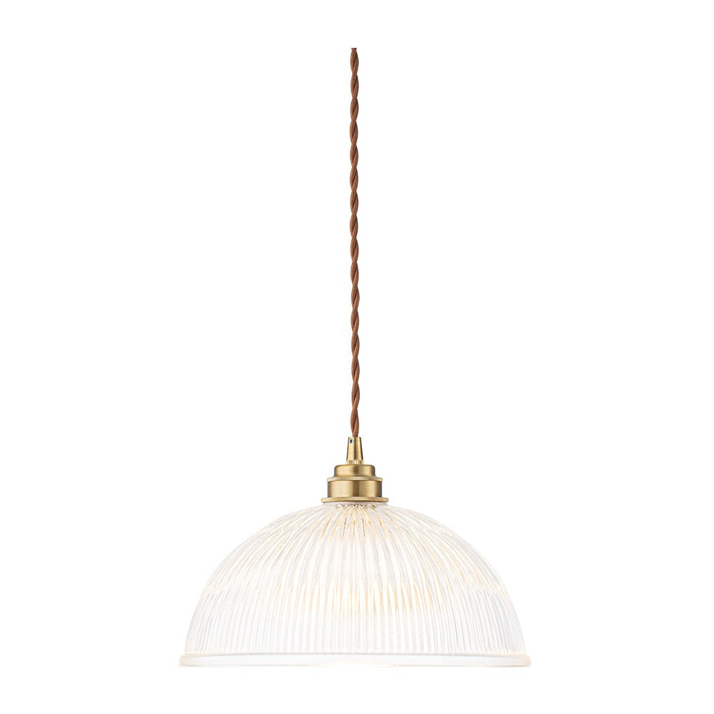 Modern Ribbed Glass Dome - Shaped Single Pendant Light - LightfixturesUAE