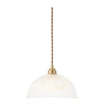 Modern Ribbed Glass Dome - Shaped Single Pendant Light - LightfixturesUAE