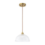 Modern Ribbed Glass Dome - Shaped Single Pendant Light - LightfixturesUAE