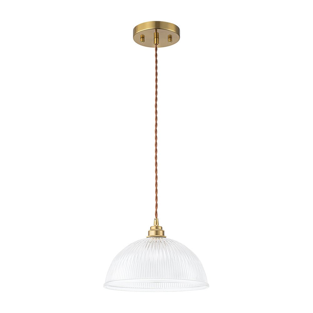 Modern Ribbed Glass Dome - Shaped Single Pendant Light - LightfixturesUAE