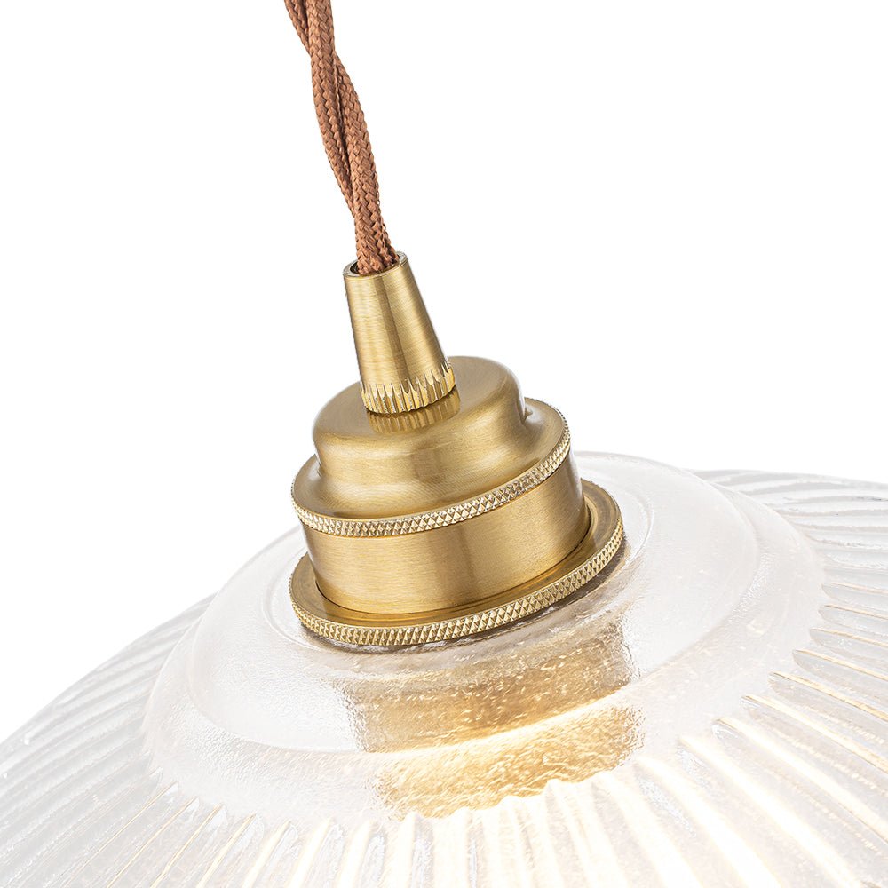 Modern Ribbed Glass Dome - Shaped Single Pendant Light - LightfixturesUAE