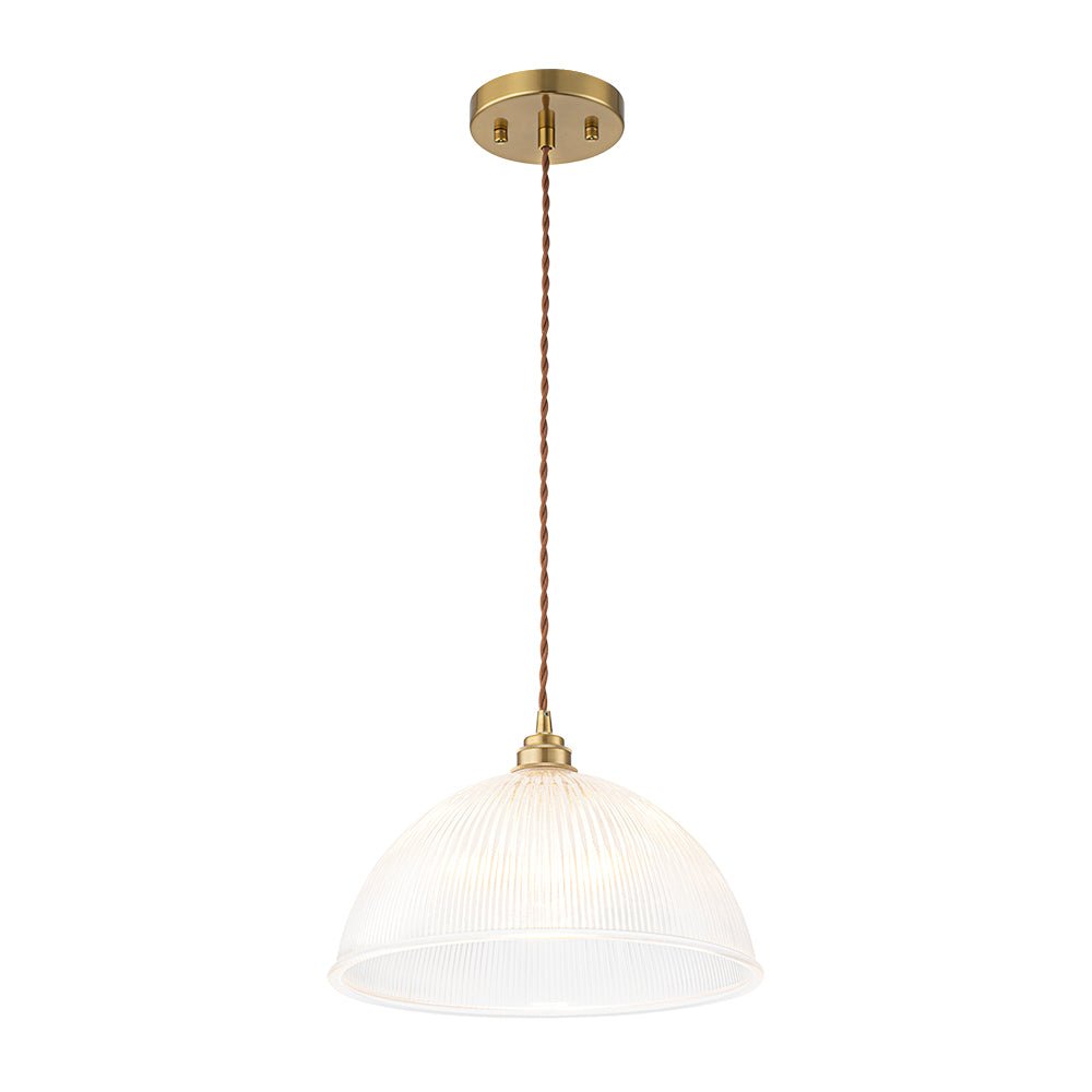 Modern Ribbed Glass Dome - Shaped Single Pendant Light - LightfixturesUAE