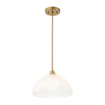 Modern Ribbed Glass Dome - Shaped Single Pendant Light - LightfixturesUAE