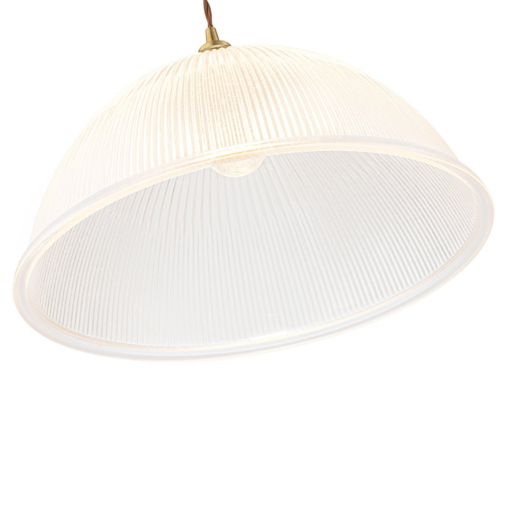 Modern Ribbed Glass Dome - Shaped Single Pendant Light - LightfixturesUAE