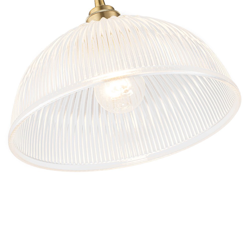Modern Ribbed Glass Dome - Shaped Single Pendant Light - LightfixturesUAE