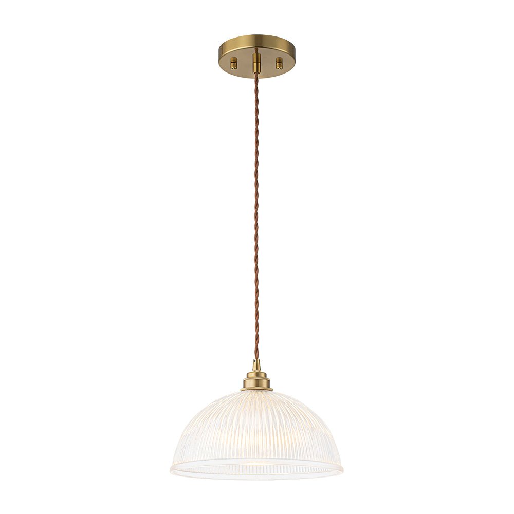 Modern Ribbed Glass Dome - Shaped Single Pendant Light - LightfixturesUAE