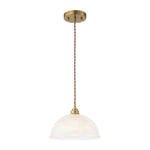 Modern Ribbed Glass Dome - Shaped Single Pendant Light - LightfixturesUAE