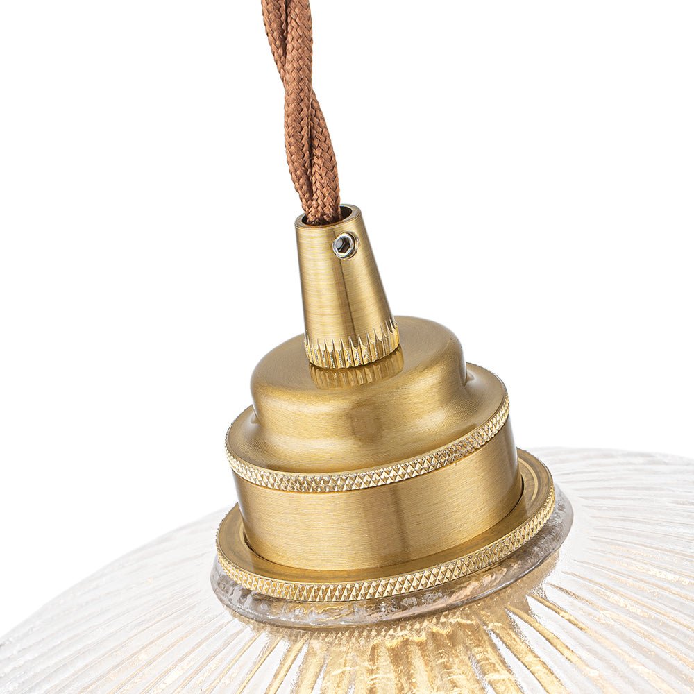 Modern Ribbed Glass Dome - Shaped Single Pendant Light - LightfixturesUAE