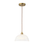 Modern Ribbed Glass Dome - Shaped Single Pendant Light - LightfixturesUAE