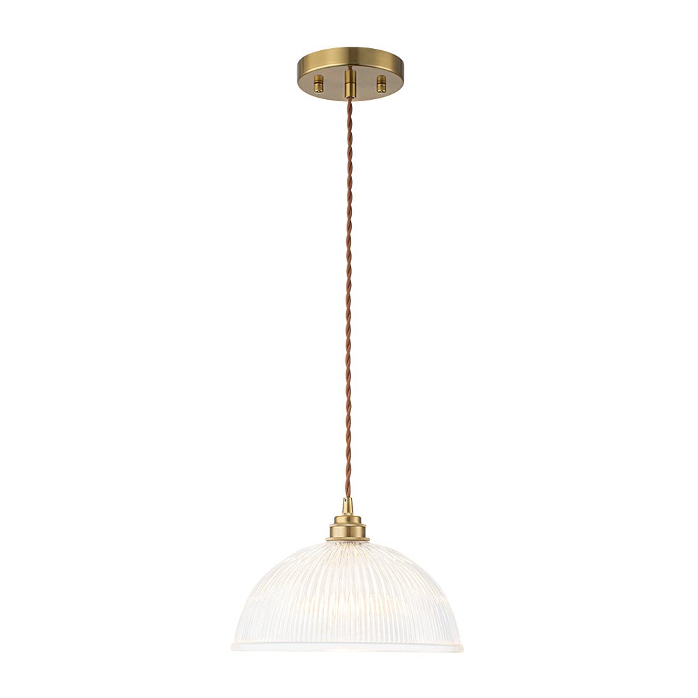 Modern Ribbed Glass Dome - Shaped Single Pendant Light - LightfixturesUAE