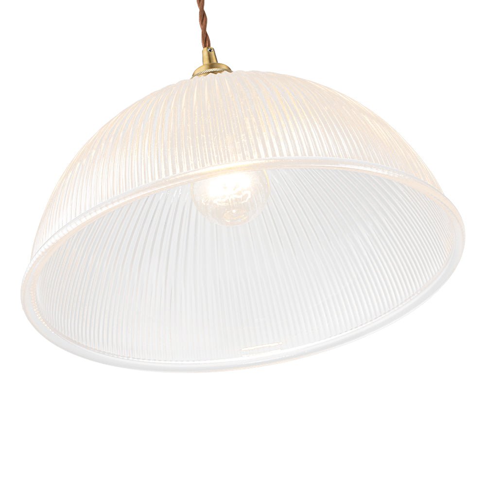 Modern Ribbed Glass Dome - Shaped Single Pendant Light - LightfixturesUAE