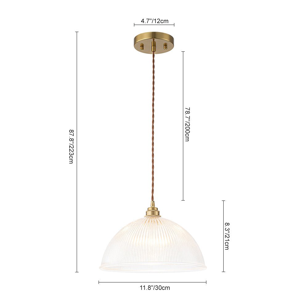 Modern Ribbed Glass Dome - Shaped Single Pendant Light - LightfixturesUAE