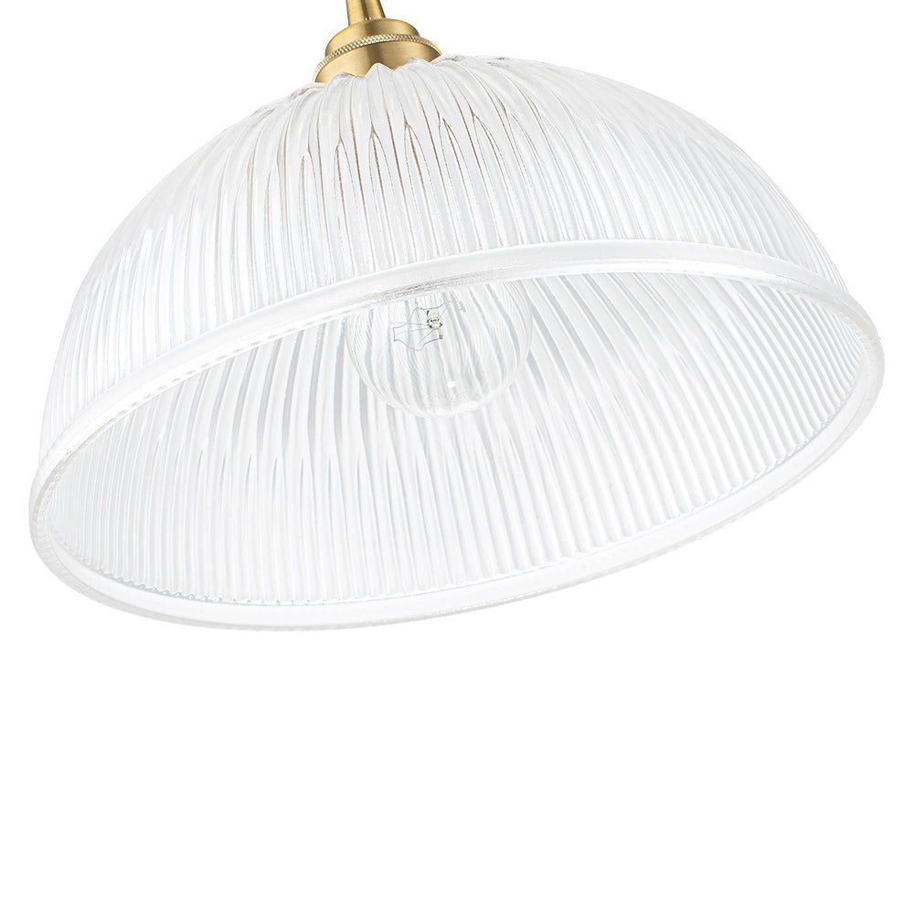 Modern Ribbed Glass Dome - Shaped Single Pendant Light - LightfixturesUAE