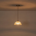 Modern Ribbed Glass Dome - Shaped Single Pendant Light - LightfixturesUAE