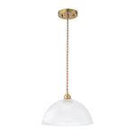 Modern Ribbed Glass Dome - Shaped Single Pendant Light - LightfixturesUAE