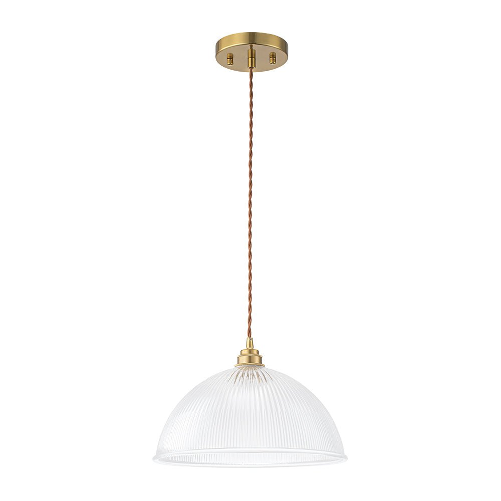 Modern Ribbed Glass Dome - Shaped Single Pendant Light - LightfixturesUAE