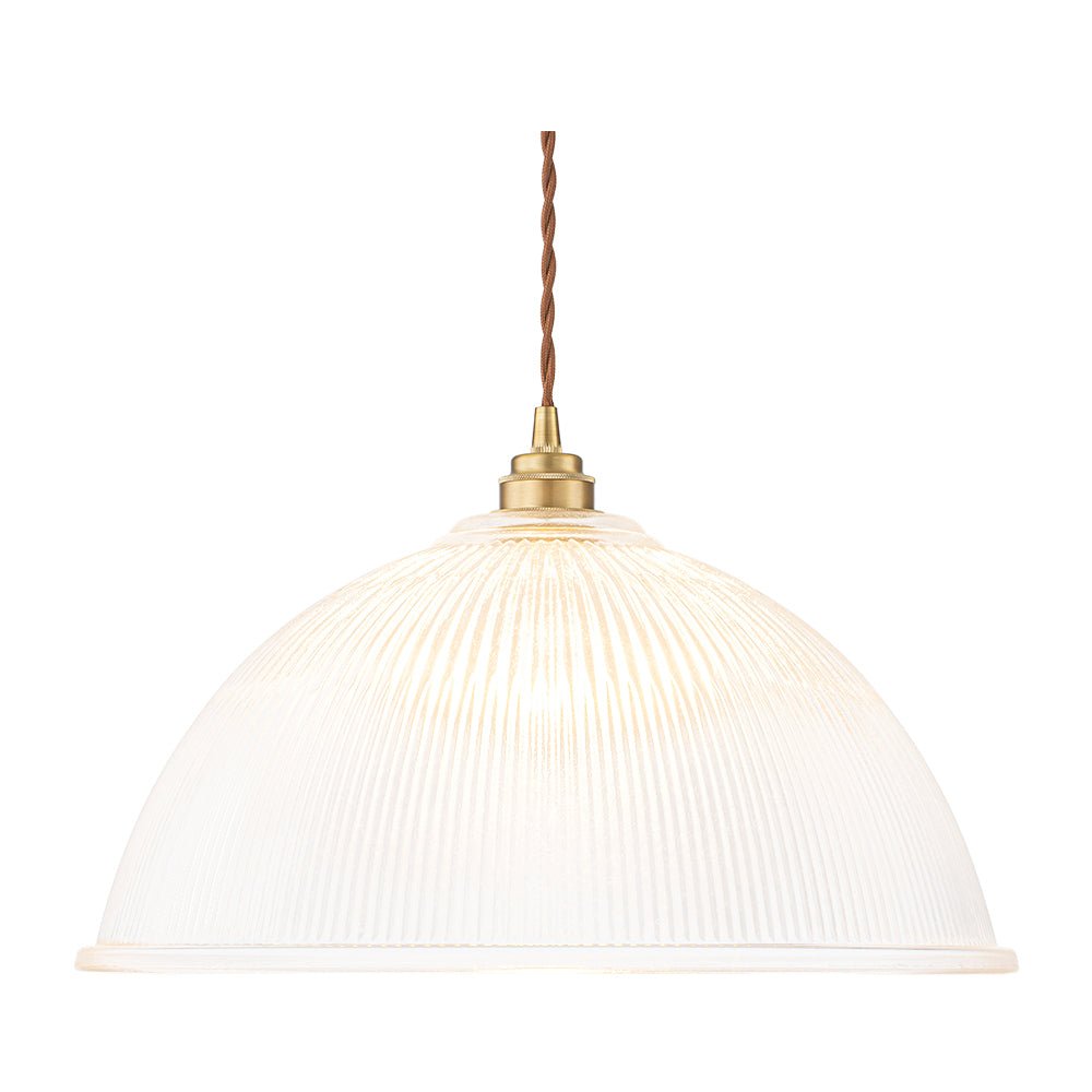Modern Ribbed Glass Dome - Shaped Single Pendant Light - LightfixturesUAE