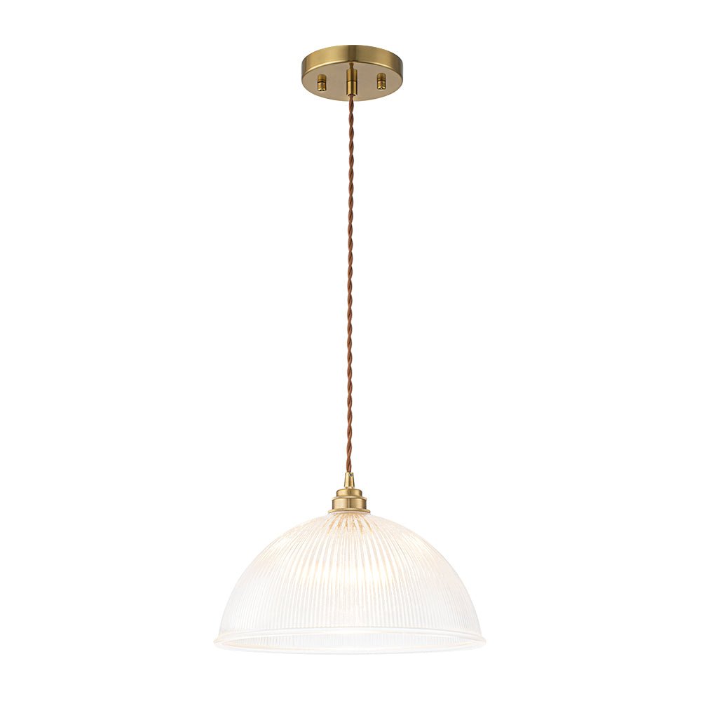 Modern Ribbed Glass Dome - Shaped Single Pendant Light - LightfixturesUAE