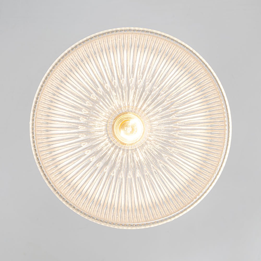 Modern Ribbed Glass Dome - Shaped Single Pendant Light - LightfixturesUAE
