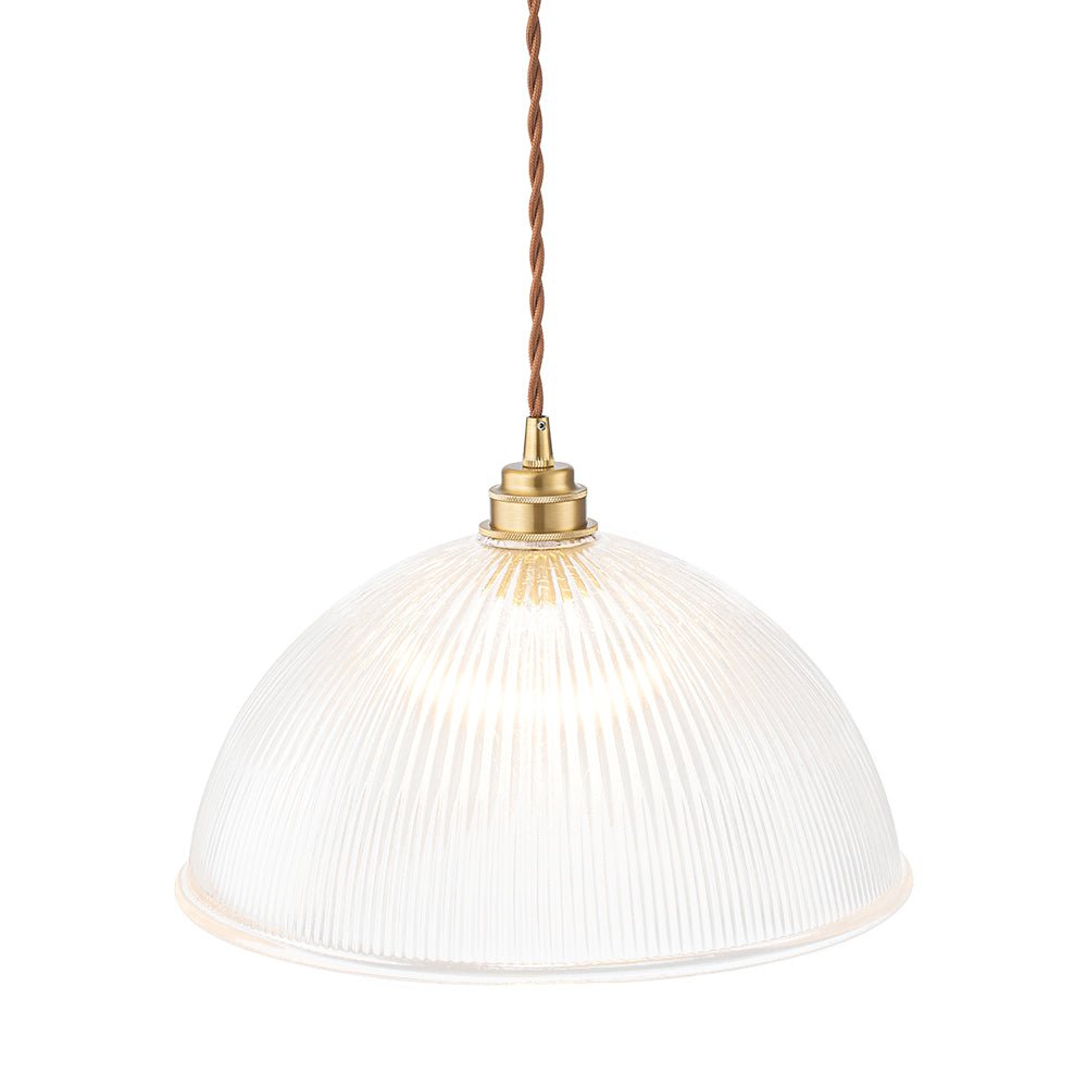 Modern Ribbed Glass Dome - Shaped Single Pendant Light - LightfixturesUAE