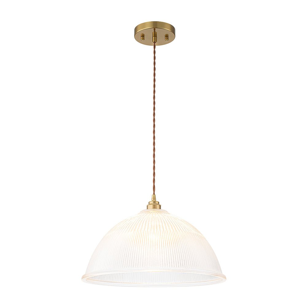 Modern Ribbed Glass Dome - Shaped Single Pendant Light - LightfixturesUAE