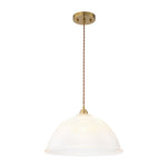 Modern Ribbed Glass Dome - Shaped Single Pendant Light - LightfixturesUAE