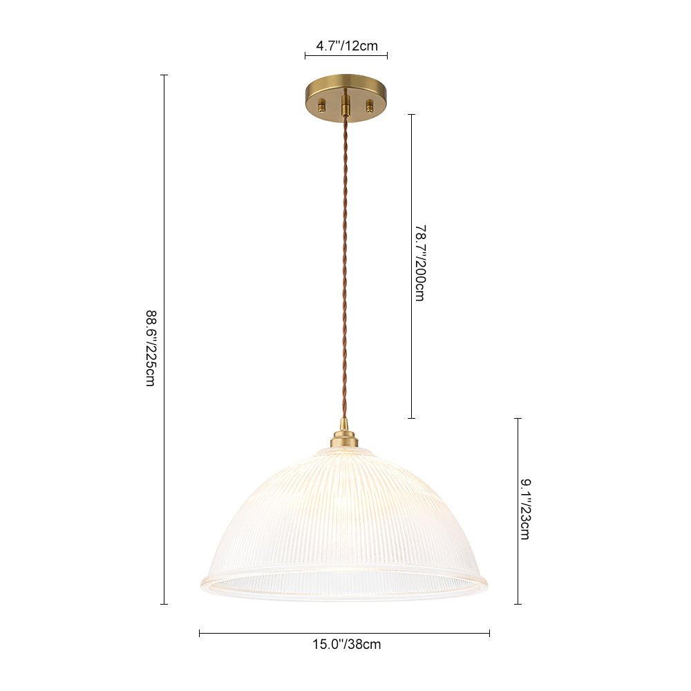 Modern Ribbed Glass Dome - Shaped Single Pendant Light - LightfixturesUAE