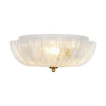 Modern Romantic 3 - Light Daisy Crackled Glass Round Flush Mount Ceiling Light - LightfixturesUAE