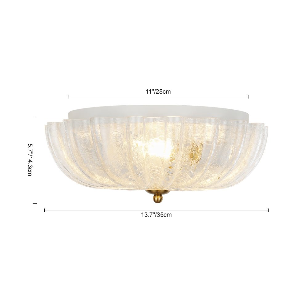 Modern Romantic 3 - Light Daisy Crackled Glass Round Flush Mount Ceiling Light - LightfixturesUAE