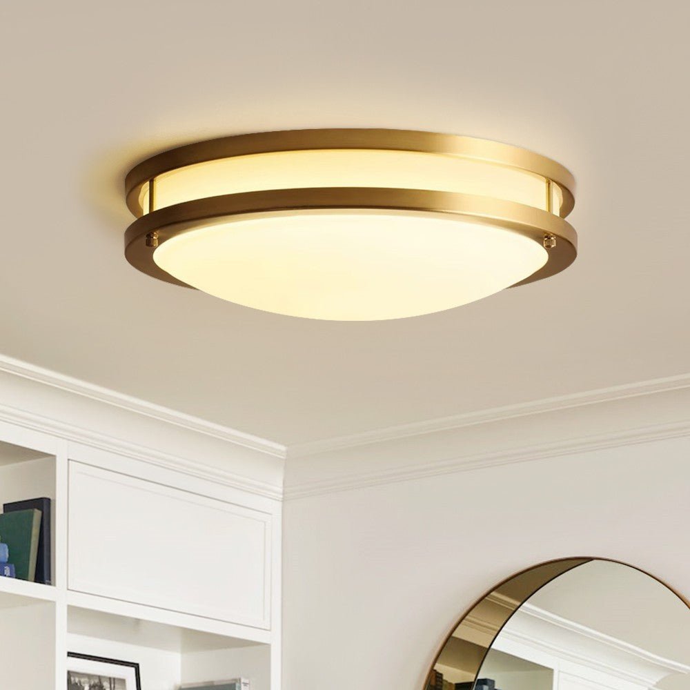 Modern Round Brass Glass LED Flush Mount Ceiling Light - LightfixturesUAE