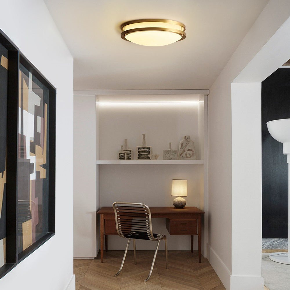 Modern Round Brass Glass LED Flush Mount Ceiling Light - LightfixturesUAE