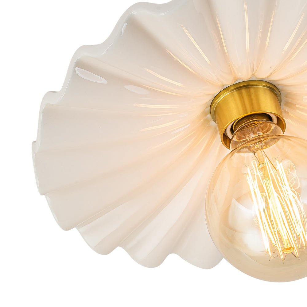 Modern Ruffled Pleated Semi - Flush Mount Ceiling Light - LightfixturesUAE