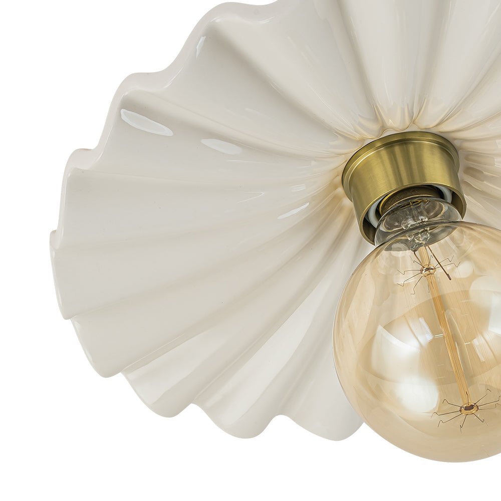 Modern Ruffled Pleated Semi - Flush Mount Ceiling Light - LightfixturesUAE