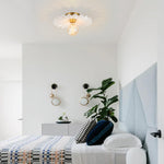 Modern Ruffled Pleated Semi - Flush Mount Ceiling Light - LightfixturesUAE