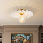 Modern Ruffled Pleated Semi - Flush Mount Ceiling Light - LightfixturesUAE