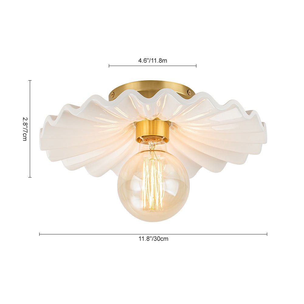 Modern Ruffled Pleated Semi - Flush Mount Ceiling Light - LightfixturesUAE