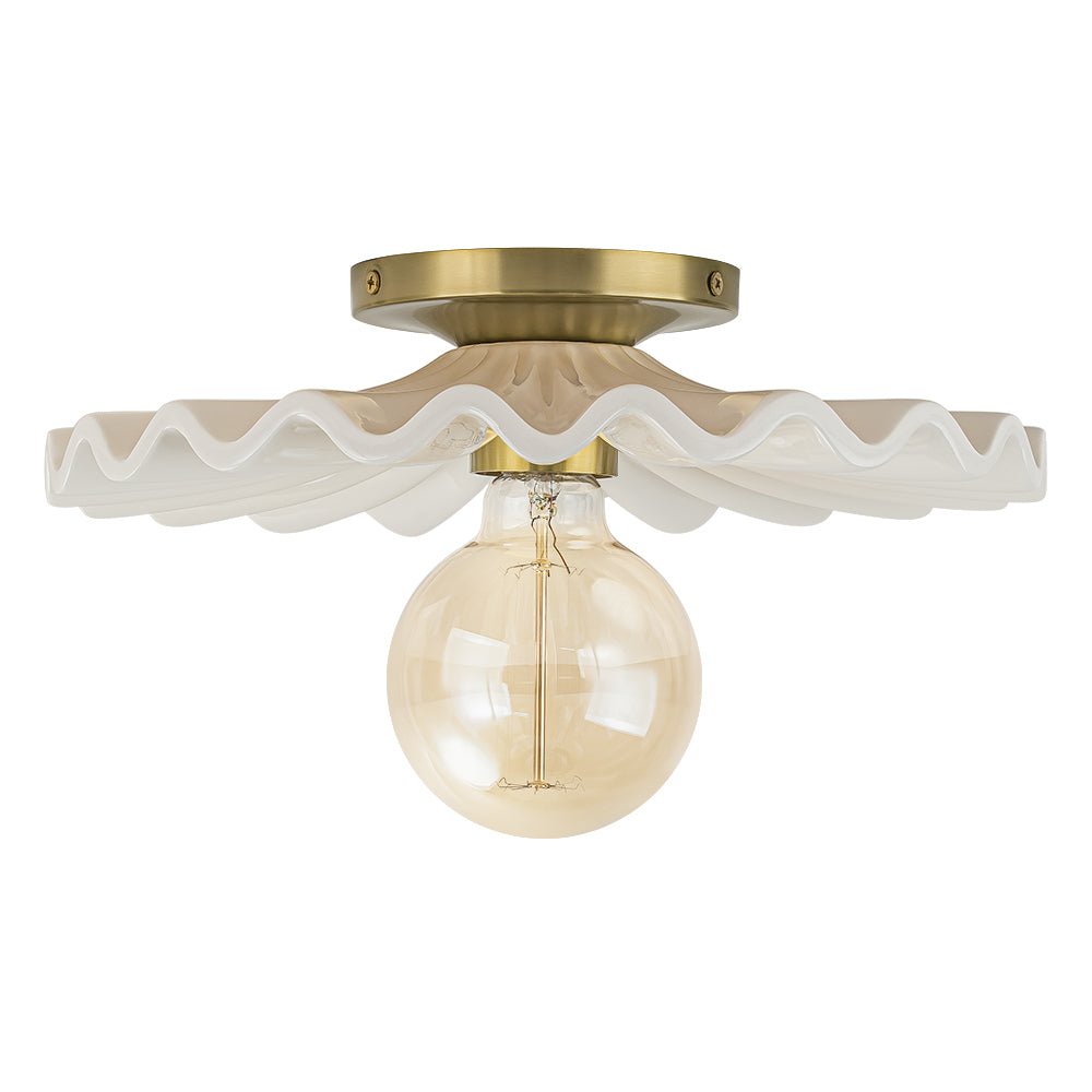 Modern Ruffled Pleated Semi - Flush Mount Ceiling Light - LightfixturesUAE