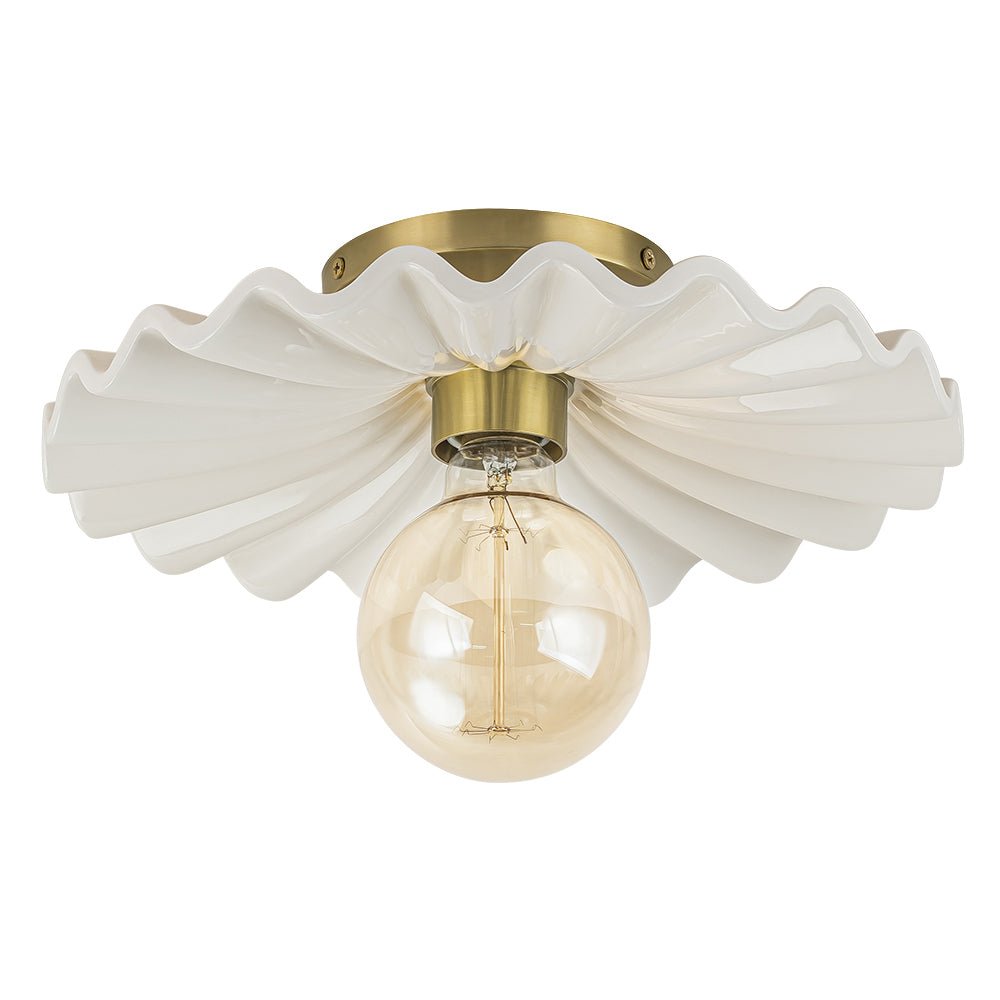 Modern Ruffled Pleated Semi - Flush Mount Ceiling Light - LightfixturesUAE