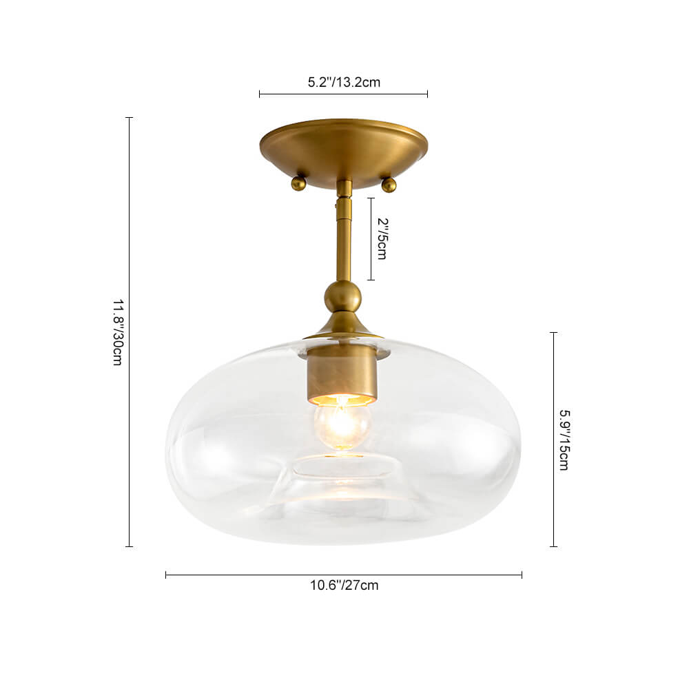 Modern Single - Light Clear Glass Semi - Flush Mount - LightfixturesUAE