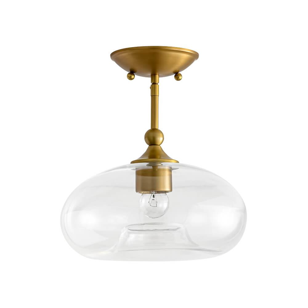 Modern Single - Light Clear Glass Semi - Flush Mount - LightfixturesUAE
